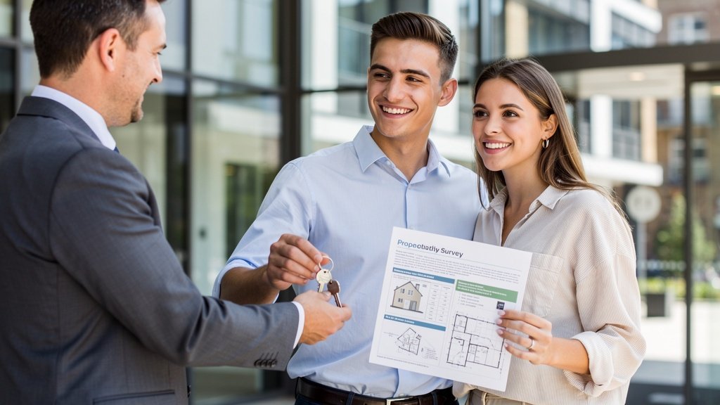 Home buyers in Birmingham receiving their RICS Level 2 HomeBuyer Survey report from Birmingham Surveyors UK